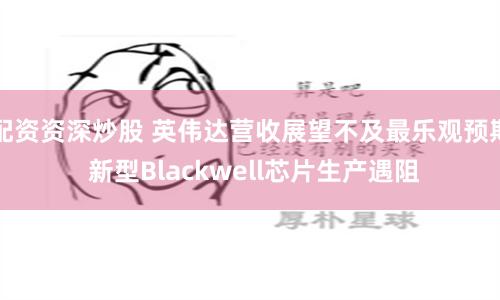 配资资深炒股 英伟达营收展望不及最乐观预期 新型Blackwell芯片生产遇阻